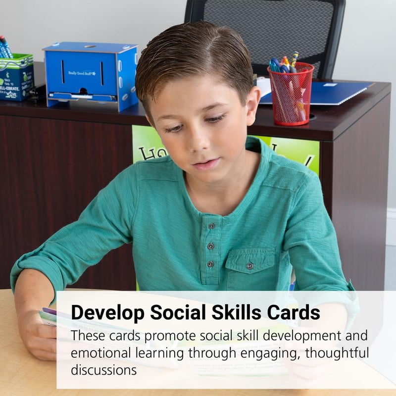 Really Good Stuff Social Skills Discussion Cards - Set of 20 Conversation Cards for Kids - Social Emotional Learning Activities for Understanding Social Rules and Developing Essential Social Skills - Image 3